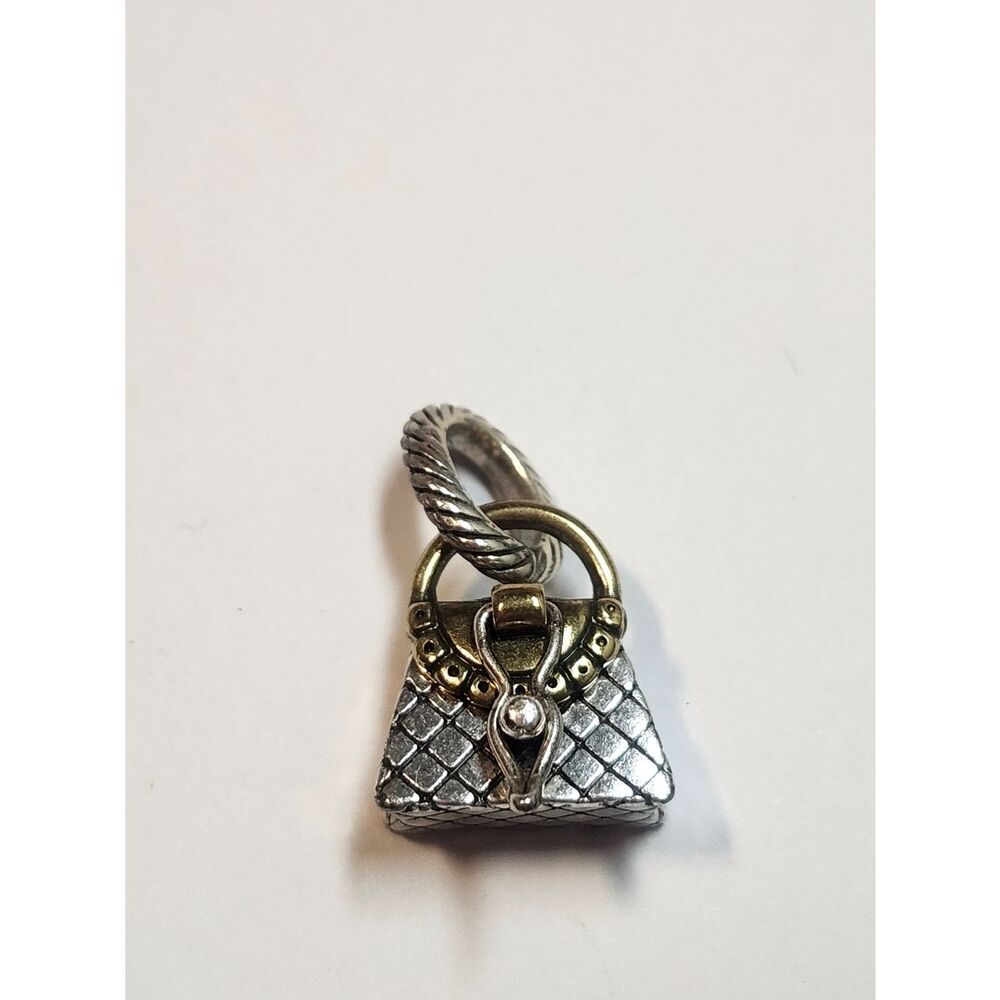 Brighton Jewelry Charm Handbag Purse Dangle Hinged Opens Silver & Gold Tone